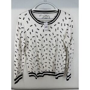 NWT J. Crew Women's Gray Pineapple Print Teddie Sweater Size Medium